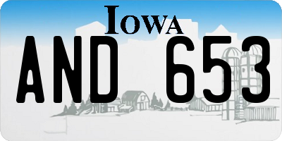 IA license plate AND653