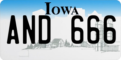 IA license plate AND666