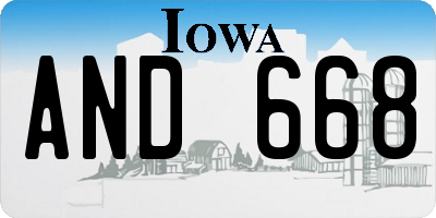 IA license plate AND668