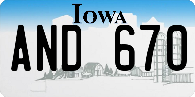 IA license plate AND670