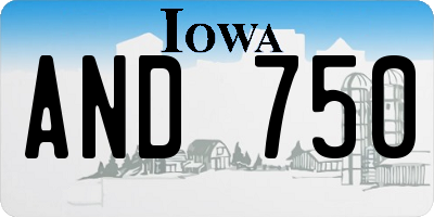 IA license plate AND750