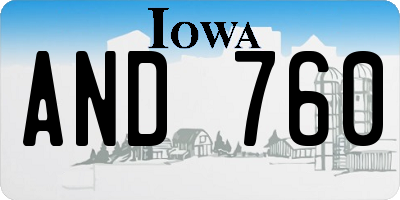 IA license plate AND760