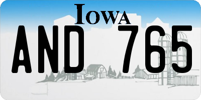 IA license plate AND765