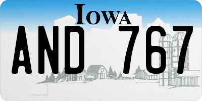 IA license plate AND767