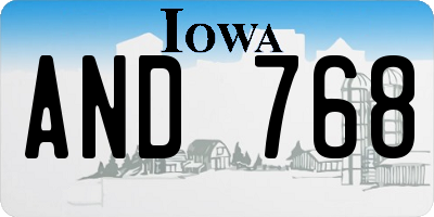 IA license plate AND768