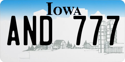 IA license plate AND777