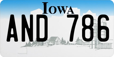 IA license plate AND786