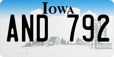 IA license plate AND792