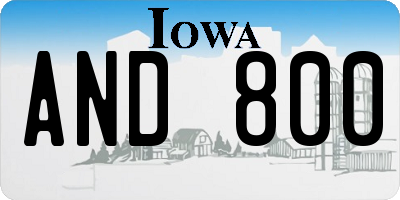 IA license plate AND800