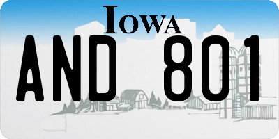 IA license plate AND801