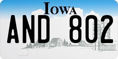 IA license plate AND802