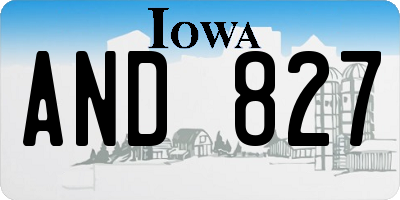IA license plate AND827