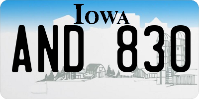 IA license plate AND830