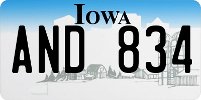 IA license plate AND834