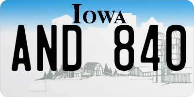 IA license plate AND840