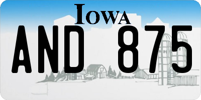 IA license plate AND875