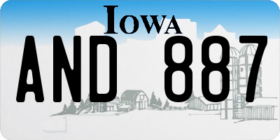 IA license plate AND887