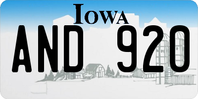 IA license plate AND920