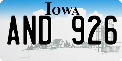 IA license plate AND926