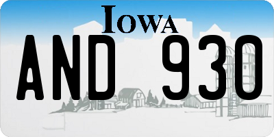 IA license plate AND930