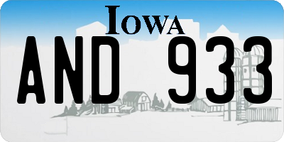 IA license plate AND933