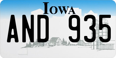 IA license plate AND935