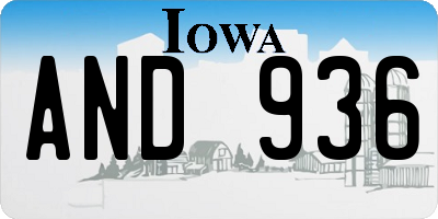 IA license plate AND936