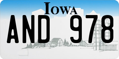 IA license plate AND978
