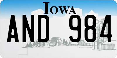 IA license plate AND984