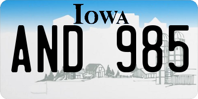 IA license plate AND985