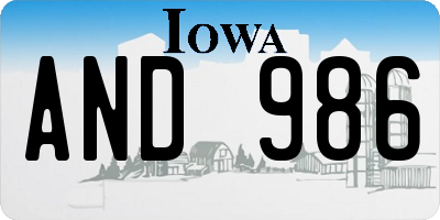 IA license plate AND986