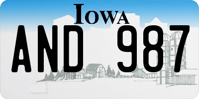 IA license plate AND987