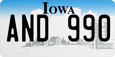 IA license plate AND990