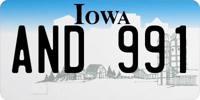 IA license plate AND991