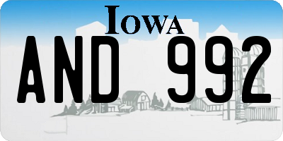 IA license plate AND992