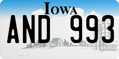 IA license plate AND993