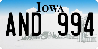 IA license plate AND994