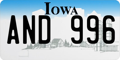 IA license plate AND996