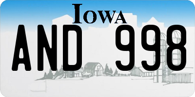 IA license plate AND998