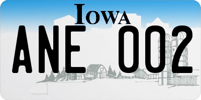 IA license plate ANE002