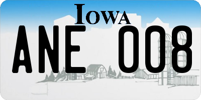 IA license plate ANE008
