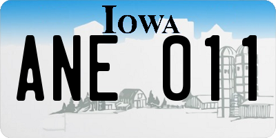 IA license plate ANE011