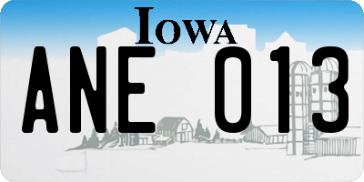 IA license plate ANE013