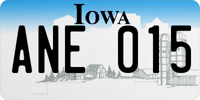 IA license plate ANE015