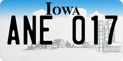 IA license plate ANE017