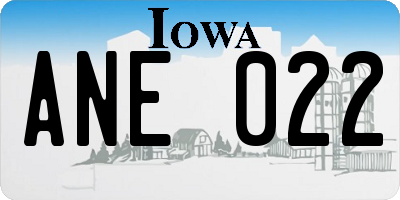 IA license plate ANE022