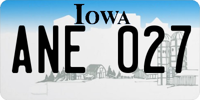 IA license plate ANE027