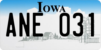IA license plate ANE031