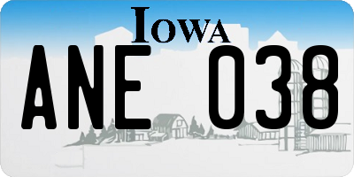 IA license plate ANE038
