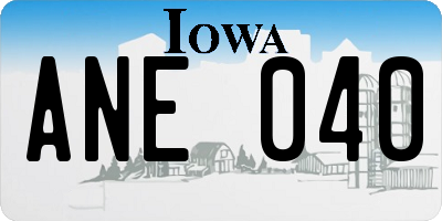 IA license plate ANE040